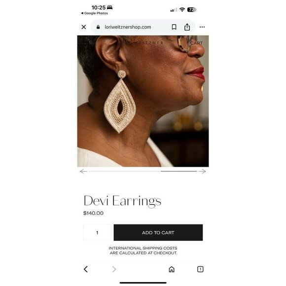 Lori Weitzner Women's Dune Classic Embroidered Beaded Sequins Devi Earrings NWOT - Picture 7 of 8